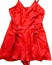 American Eagle Coral lace-up Romper 