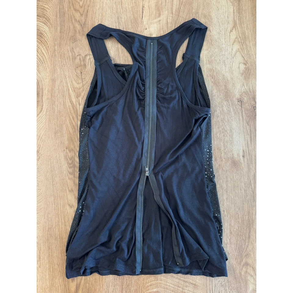 Rock & Republic | Camiseta sin mangas cuello capucha brillo negro | Mujer’s Talla XS Foto 3 de 4