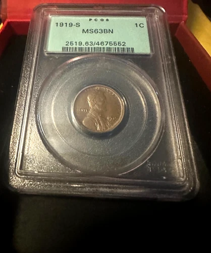 1919 S PCGS Graded MS63 BN Lincoln Wheat Cent