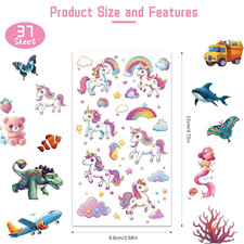 Tattoos for Kids, 350 Mixed Styles 37 Sheets Temporary Tattoos Stickers Se...