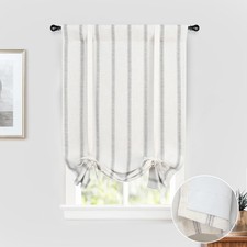 Farmhouse Double Layer Linen Blackout Tie Up Curtains Thermal Insulated Verti...