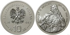 POLAND, 10 Złotych 2005 PROOF, King Augustus II the Strong, 0.4205 oz ASW 32 mm