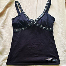 Harley-Davidson Women's Black Embroidered Logo Cotton Camisole Tank Top L