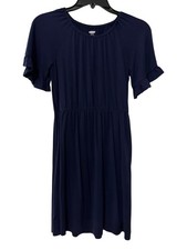 Old Navy Dress Women’s Size L (10-12) Navy Blue round neck short sleeves casual