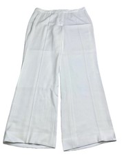 VTG Escada Wood Blend Dress Pants Sz 42 High-Rise White Wide Leg Lined