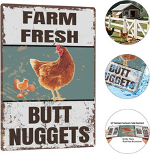 Vintage Metal Signs Chicken Coop Signs "Farm Fresh Butt Nuggets" Signs for Farm