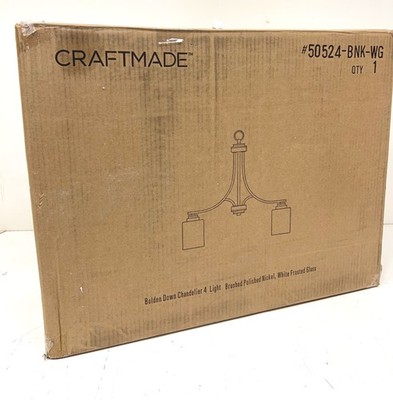 Craftmade Bolden 4-Light Brushed Nickel Frosted White Glass Chandelier