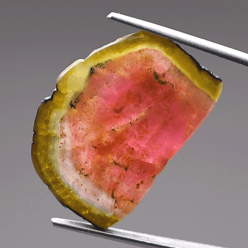 Gemma succosa ~ 8,46 Cts Tormalina naturale di anguria 21,6 mm fetta lucida pietra preziosa - Foto 5 di 11