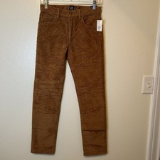 New Gap Regular Stretch Slim Corduroy Pants 14 Boys Brown Adjustable Waist BG6