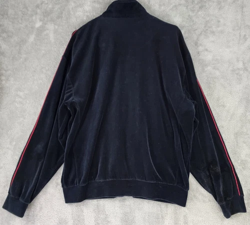 Norm Thompson Jacket Mens Large Black Velour Full Zip Long Sleeve Retro Vintage image 2