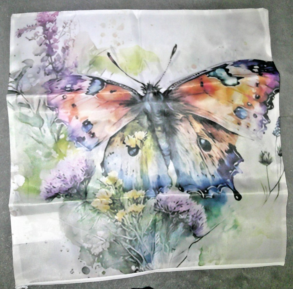 Colorful Butterfly Fabric Pillow Cover - Zip Close - 17x 17 inches - NEW
