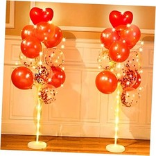  Lot de 2 supports ballon sol coeur Saint Valentin avec guirlandes lumineuses mariage 