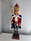 Large Wooden Nutcracker King With Axe 24 In Tall With Fur Cape 2014