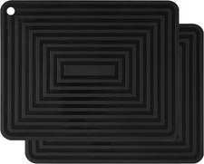 Silicone Trivet Mats for Hot Pots & Pans Dishes, A02: Rectangular-black 