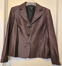Kasper Ladies Blazer Size 16 Abstract Black, Red  Silver Preowned Excellent