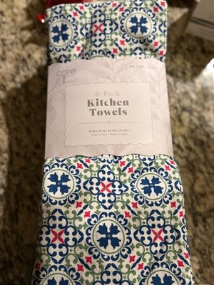 Core Home Kitchen Towels Assorted Styles 8-Pack 100% Cotton  NEW