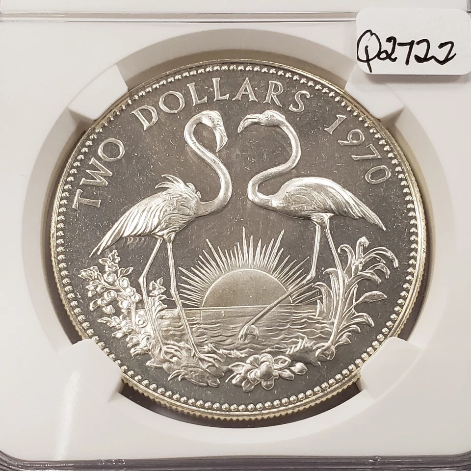 1970 $2 Bahamas .925 Silver .8862 oz ASW - NGC PF 63 Ultra Cameo - KM9 - Q2722 - Image 3 of 4