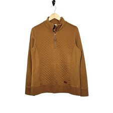 LL Bean Womens Sweatshirt Petite Medium M Brown Camel Quarter Zip Pullover