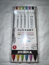 Zebra Click Art 0.6mm Bullet Point Marker Pens 6/Pkg Assorted Col 045888690066