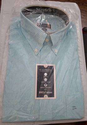 club room dress shirt Performance Men's Size 15.5 32-33 Turq fit stripe dress shirt Style Code:WMN4447-01 White lug sole Glam Black Dress -