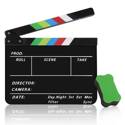 Flexzion Directors Clapboard - Film Clapper Board Black With Colorful Sticks 