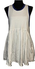 Urban Outfitters S-P White & Blue Sleeveless Mini Flared Dress