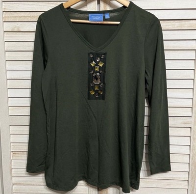 NWOT Simply Vera Jeweled Knit Blouse Women s Size PL PRICE FIRM
