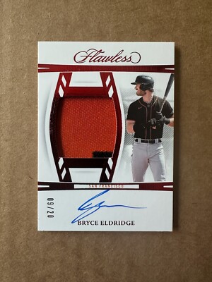 BRYCE ELDRIDGE 2024 Panini Flawless Ruby Draft Patch AUTO Card # 09/20 GIANTS