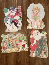 Vintage Colvin Cięte wykrojniki Świąteczna ściana lub okno Wiszące bałwany Anioł Sanie Święty Mikołaj