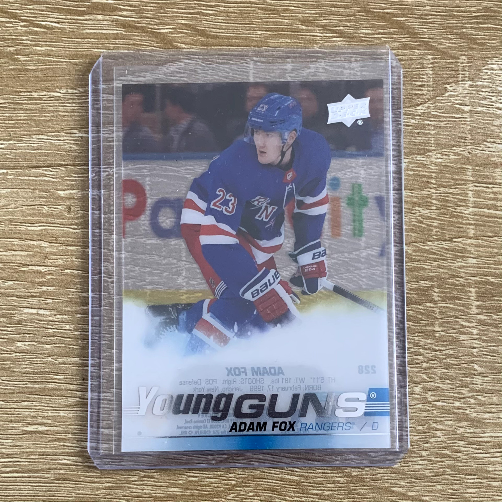 Adam Fox 2019-20 Upper Deck Series 1 Young Guns Clear Cut #228