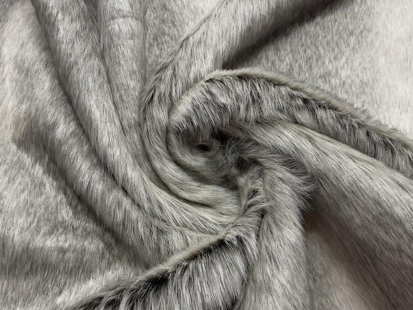 Super Lujo Tela De Piel Sintética Material De Pelo Largo Gris Ombre