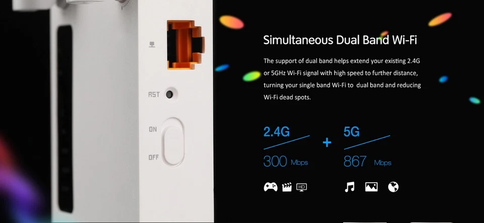 1200Mbps 11AC Wireless Range Extender WiFi Repeater Wall Plug-in WPS Easy Setup - Image 3 of 4