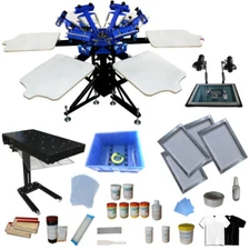 6 Color Screen Printing Kit Screen Press with Flash Dryer UV Exposure Shirt DIY