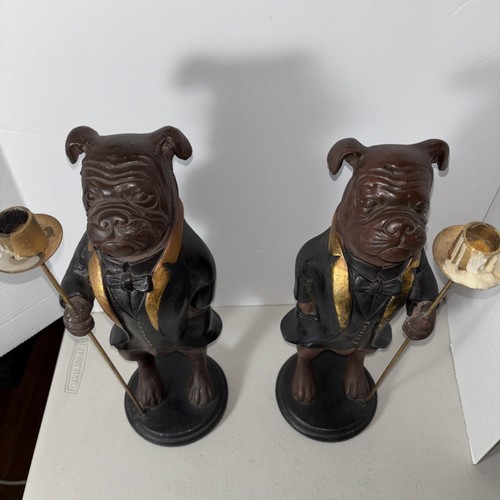 Coppia di portacandele figure cane boxer Sterling Industries 2001 vintage unici - Foto 11 di 16