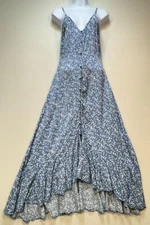 Cozy Co By Cozy Y2K Womens Button Front Tiered Dress Size S Blue Cottagecore