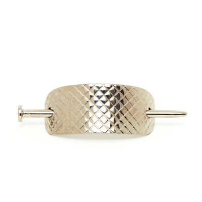 CHANEL BARRETTE TIMELESS CLASSIQUE HAIR PIN SILVER COLOR METAL