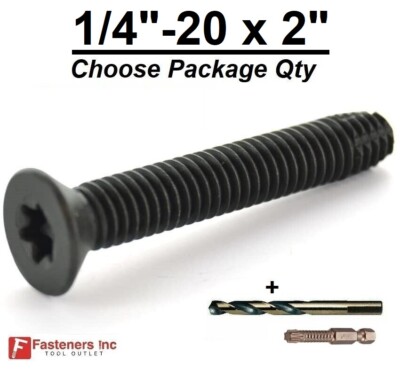1/4''-20 x 2'' Self Tapping Flooring Floorboard Screw Torx W/ Drill Bit & T30