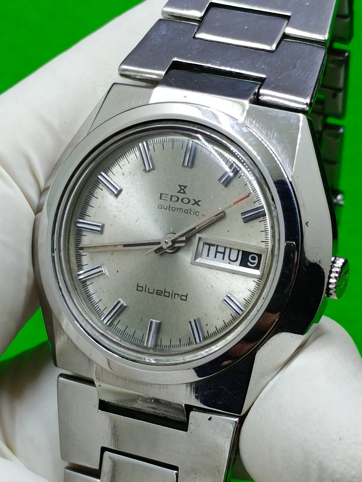 Reloj automático vintage Edox Bluebird indicador de día/fecha Foto 2 de 4