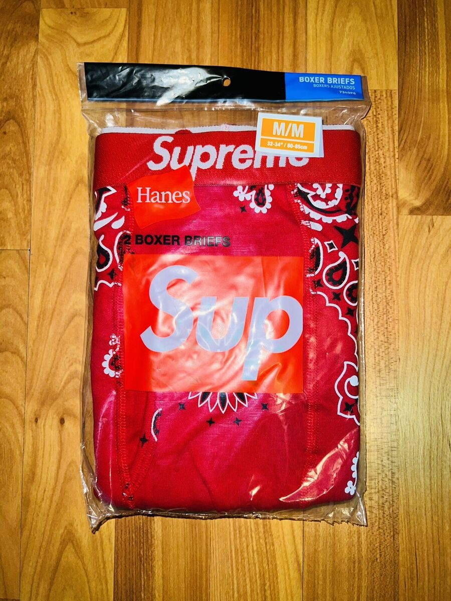 Supreme Hanes Bandana Boxer Briefs Red Medium 2 Pair Supreme Hanes Bandana Boxer Briefs Red Medium 2 Pair