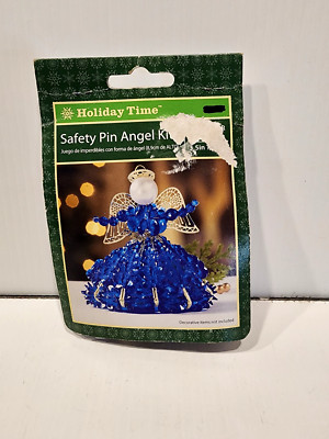 Holiday Time Safety Pin Birthstone  Christmas Angel Ornament Kit  Blue December
