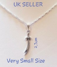 Very Small IMAM ALI/Zulfiqar Sword Zinc Alloy Silver Plated Pendant Necklace 