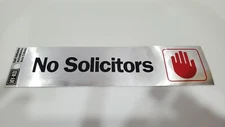 NO SOLICITORS Self Adhesive Sticker for Door Mailbox Window or Anywhere.
