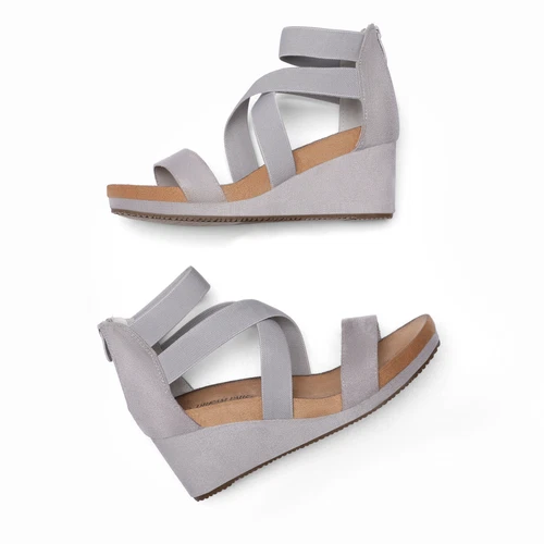 Women Casual Platform Wedge Sandals Open Toe Back Zipper Dress Shoes - Picture 15 of 28