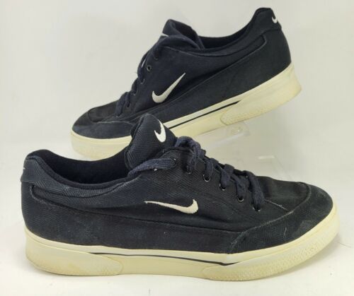Vintage OG Nike 1997 GTS Canvas schwarz weiß Turnschuhe Agassi Tennis Herren Größe 10 - Bild 1 von 8