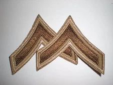 US ARMY WWII SUMMER PFC STRIPES RANK - ORIGINAL ON TWILL -- 1 PAIR