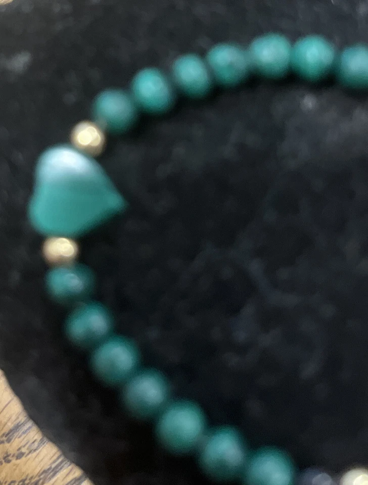 Precioso Brazalete Raro Oro Amarillo 14K Malaquita Africana Piedras Preciosas Naturales Cuentas Foto 4 de 4