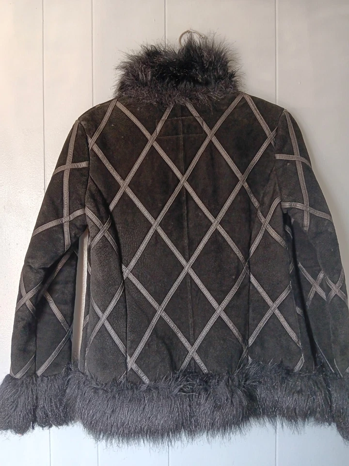 Steve Madden Mujer XS Abrigo Chaqueta Cuero Genuino Prendas exteriores Piel - Foto 2 de 3