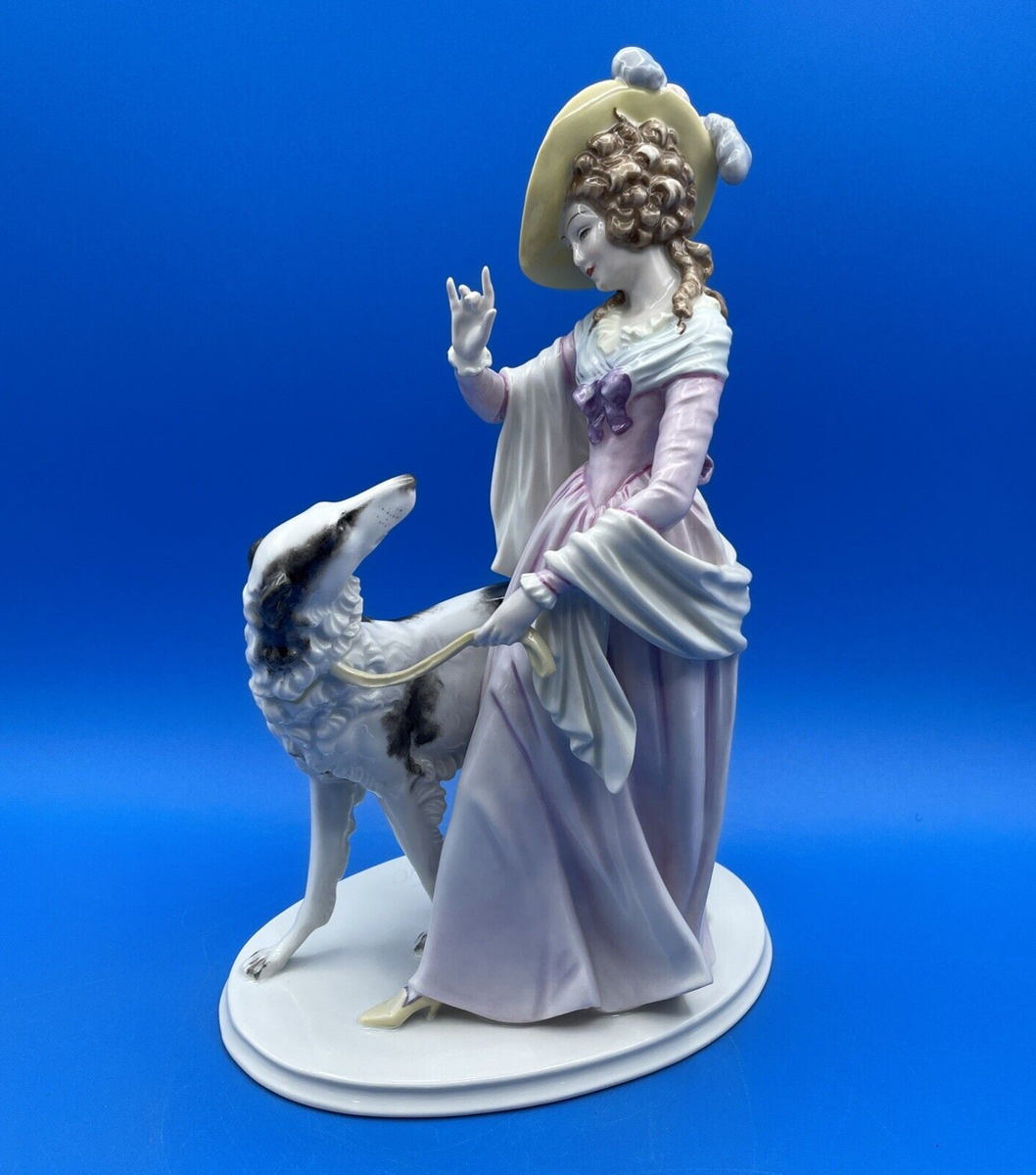超希少なイタリア製 Lady with Borzoi（ボルゾイを連れた貴婦人） ROSENTHAL GERMANY PORCELAIN FIGURINE OF A BORZOI DOG WITH ELEGANT