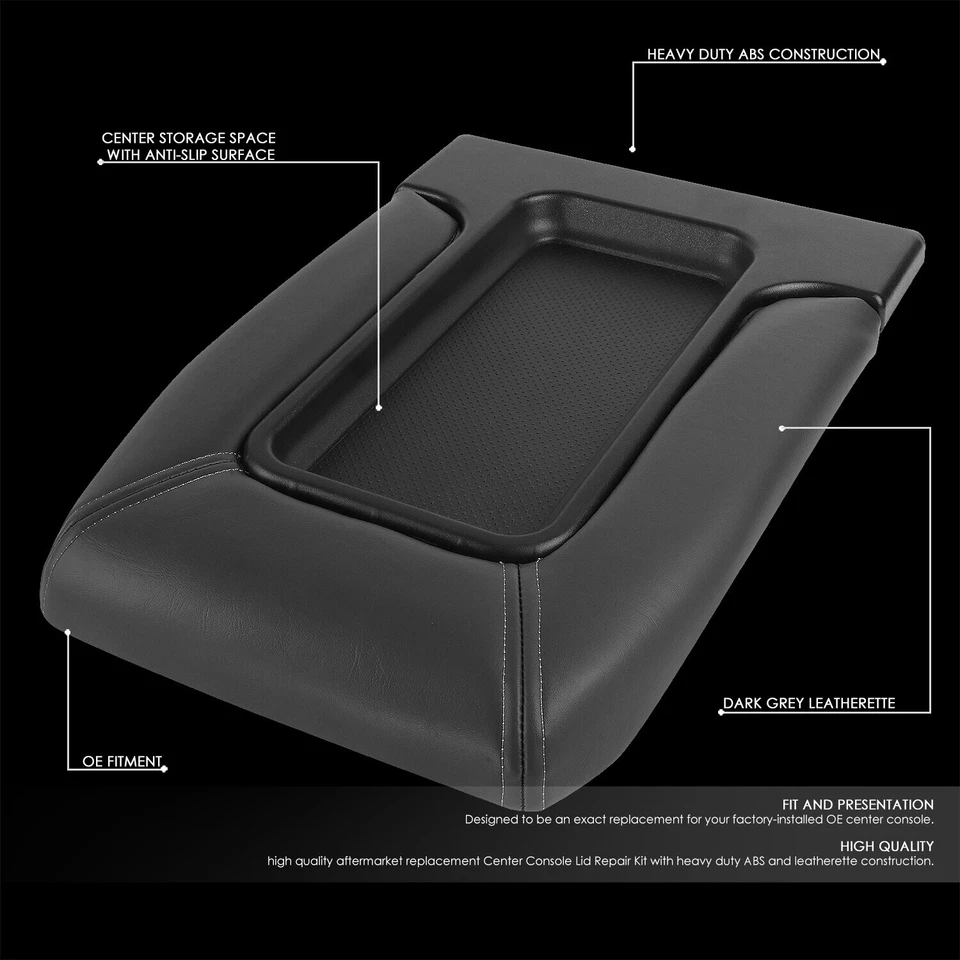 Dark Grey Factory Style Center Console Armrest Lid for 01-07 Silverado Sierra - Imagem 3 de 4