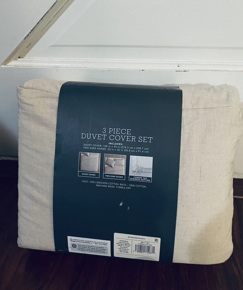 Threshold Natural Linen /Cotton Blend 3pc Duvet Cover Set  King NWT - Image 3 of 3